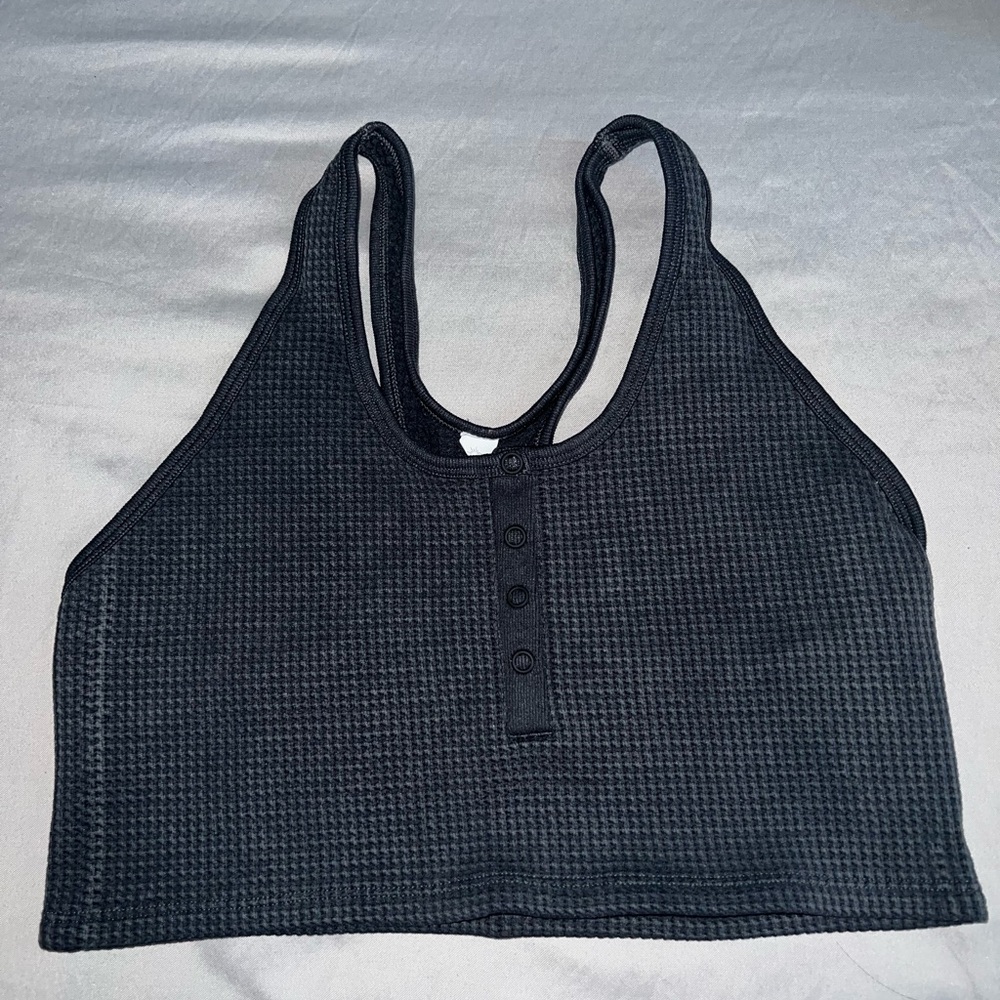 Aerie Black Textured Tank Top